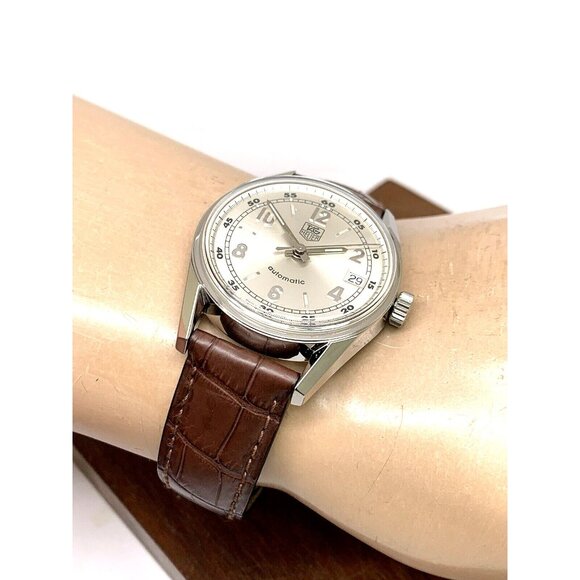 Tag Heuer Men's Watch WV2112 Carrera Re-Edition Swiss Automatic Silver Dial 35mm - Picture 5 of 14